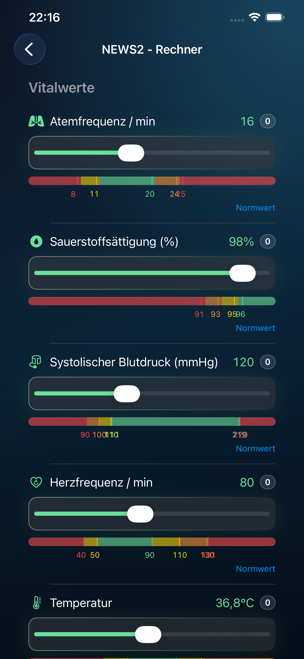 NEWS2score Screenshot 2